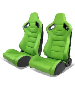 SPORT RACING SEAT GREEN PU LEATHER & DUAL SLIDER X2 1 PAIR (2015-2022) ALL SLINGSHOTS