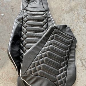 Padded seat covers for the Polaris Sling Shot in Lazio pattern with white stitch